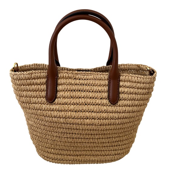 Lauren Ralph Lauren Woven Straw Medium Brie Tote Bag - Picture 2 of 8